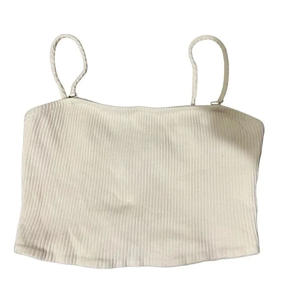 Free people beach ribbed white cropped top size small